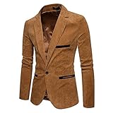 PPangUDing Weihnachtsanzüge Herren Vintage Revers Langarm Casual Volltonfarbe Corduroy Slim Fit Blazer Sakko Anzugjacke Charm Modern Einfach Geschäft Party Freizeitjacke Kurzb
