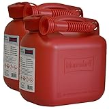 2er Set: 2x Benzinkanister 5 Liter in Rot mit UN-Zulassung Made in Germany
