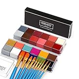 CCbeauty Kinderschminke Set 24-Farben Professionelle Schminkfarben mit 10 pcs Pinsel Wasserlösliche Paint Geschenke für Kinder Party