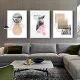 ZHQHYQHHX Moderne minimalistische Gemälde Wanddekoration Home Hotel Restaurant Cafe 3pcs Champagne Bilderrahmen Triple-Muster Zusammenfassung Mural Creative Arts Set Hängende M