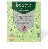 Legona - Premium Kleidermottenfalle (6 Stück) Insektizidfreie Pheromonfalle für 18 Monate Befallüberwachung/Erstklassige Mottenfalle für den Kleiderschrank mit Naturtex