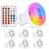 LED GU10 Lampe RGB+Warmweiss Farbwechsel Spot Licht 6W, 540LM, Dimmbar durch mit Fernbedienung 50W Halogenlampen Gleichwertige(6er Pack)