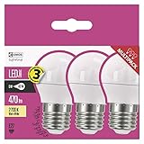 EMOS LED Lampe 6W / ersetzt 40W Glühbirne / E27-Sockel / 470lm / Warmweiß – 2700K / Mini Globe G45 / 30000 Stunden Lebensdauer / 3er Pack