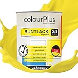 colourPlus®️ 2in1 Buntlack (750ml, RAL 1021 Rapsgelb) glänzender Acryllack - Lack für Kinderspielzeug - Farbe für Holz - Holzfarbe Innen - Made in Germany