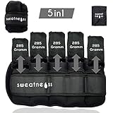 sweatness Verstellbare Gewichtsmanschetten Fuß 2er Set [2 x 0,3-1,6 kg] | inkl. Trainingsplan und Tragetasche | Fußgewichte und Handgewichte in Schwarz=