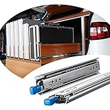 CYP 1 Paar Teleskopschiene Für Schubkästen - 900mm Kugelführung Vollauszug - Mit Verriegelung,Geschmeidig Und Leise,3-teiliges Schwerlastauszügen,Führungsschiene Für Schreib