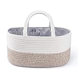 Baby-Wickeltasche, Wickel-Organizer，Aufbewahrungskorb für Babys, für Neugeborene, Windelaufbewahrungskorb für Baby, 3 Fächer, Aufbewahrungskorb für Babyzimmer, reine Baumwolle,Aufbewahrungskorb