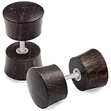 bodyjewelrytrend 2 Stück Fake Piercing 1.2mm Ohr Plugs Areng Holz Fake Ohrstecker Ear Ohrringe Ohrhänger männer D