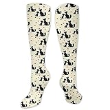 975 Lange Socken Schwarze Hunde- Und Katzensilhouetten Mit Roten Herzen Haustiere Haustierliebe Sportsocken Warme Trekkingsocken Unisex Fußballsocken Für Radfahren Wandern Heim 8.5X50 C