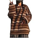 Damen Herren Strickpullover Oversize Rundhals Langarm Gestreifte College Strickpulli Teenager Mädchen Pullover Retro Winter Y2K Korean Mode Pullover Damen Strickwaren Harajuku Kleidung Oberteile Top