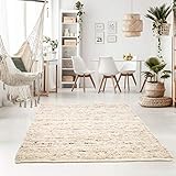 Taracarpet Handweb-Teppich Oslo Wolle im Skandinavischem Landhaus Design Wohnzimmer Esszimmer Schlafzimmer Flur Läufer beidseitig verwendbar 060x120 cm Sand M