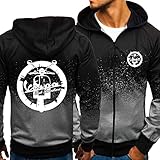 COZY LS Herren Hoodies Jacke – Servizio Vespa Print Reißverschluss Pullover Lässiges Sweatshirt Langarm Kapuzenmantel – Teenager Geschenk-Grey||3XL