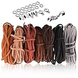 SOSMAR 5M x 3mm Lederschnur Lederband Faux Veloursleder 7 Farben 7 Stück Band Faden für DIY Armband Halskette Schmuck Handwerk, mit Schmuck Zubehör Schnurenden und karabinerverschlü