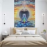 sieben Chakren Yoga auf Schlange- Wandteppich, böhmischer indischer Trippy Hippie Tapisserie, psychedelischer Meditationwandbehang, Wanddekor für Wohnkultur.59x40Z