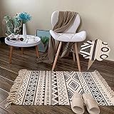 Baumwollteppiche rutschfest, 70x150cm Waschbar Gewebte Teppiche mit Quaste für Küche, Wohnzimmer, Schlafzimmer, Flur-09