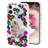 MOIKY Kompatibel mit iPhone XR Hülle,Glitzer Kristall Strass Diamant Spiegel Handyhülle für iPhone XR Silikon Bumper Case Transparente Schutzhülle,B