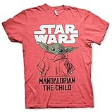 Star Wars Offizielles Lizenzprodukt Mandalorian Child Herren T-Shirt (Rot-Heather), XXL
