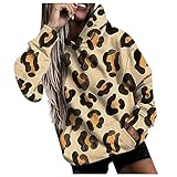 RMBLYfeiye Damen Kapuzenpullover Leopardenmuster Hoodie Kleid Casual Classic Sweatshirts Langarm Tops Loose Pullover Mode Sweatshirt Streetwear Mit T