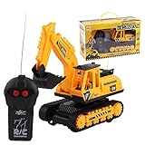 ZzCityTK Kinder Bagger Spielzeugauto 2 Kanal Elektro 2,4 GHz Fernbedienung Baumaschinenfahrzeug Bagger, Baustelle, Set Baufahrzeuge, Baustellenauto Kinder, Geschenkset, für Kinder ab 3 J