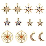 SUPERFINDINGS 12pcs 6 Styles Legierung Strass Anhänger Baumeln Charms Goldene Perlen Charm Für Armbänder Halsketten Ohrringe Schmuckherstellung