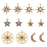 SUPERFINDINGS 12pcs 6 Styles Legierung Strass Anhänger Baumeln Charms Goldene Perlen Charm Für Armbänder Halsketten Ohrringe Schmuckherstellung