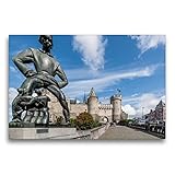 CALVENDO Premium Textil-Leinwand 75 x 50 cm Quer-Format Der „Lange Wapper“ von Alber Poels vor dem Schloss „Het Steen“ in Antwerpen, Leinwanddruck von Ingo G