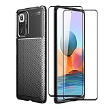 GOGME Passend für Xiaomi Redmi Note 10 Pro Hülle + 2 Gehärtetem Glas Bildschirmschutz Speziell, 360 Grad Schock Kratz Stoßfänger Schutzschicht. Schw