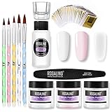 Amself Acryl Nagelset Acrylpulver und Acryl Liquid Set 3 Farben Weiß Rosa Clear Mit 5 Nagelstift Acrylnagel Kit Starterset Komp