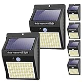 【6 Stück】Solarlampen für Außen mit Bewegungsmelder, Hepside 100 LED Solarlampen für Außen 120° Superhelle Solarleuchten für Außen 3 Modi Wasserdichte Solar Wandleuchte für G