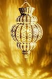 Orientalische Lampe Pendelleuchte Gold Harem 45cm E27 Lampenfassung | Marokkanische Design Hängeleuchte Leuchte aus Marokko | Orient Lampen für Wohnzimmer, Küche oder Hängend über den E