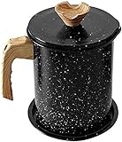 Ölfilter für Speckfettbehälter 1,7L Edelstahl Ölbehälter Tank, verwendet zum Speichern von Speckfett, Küchenöl oder Bratöl,Black,1.4L