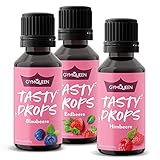 GymQueen Tasty Drops 3x30ml, Kalorienfreie, Zuckerfreie und Fettfreie Flavour Drops, Aroma Tropfen zum Süßen von Lebensmitteln, Geschmackstropfen ohne Künstliche Farbstoffe, Beeren Mix