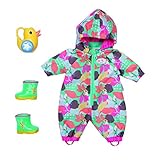 Zapf Creation 830086 BABY born Deluxe Matschhose Set 43 cm - bunter Puppenoverall Overall mit Gummistiefeln und Gießk