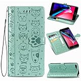 Nadoli Lustig Karton Prägung Katze Hund Muster Pu Leder Katze Pfote Magnetverschluss Lanyard Standfunktion Karte Halter Brieftasche Flip Hülle für iPhone 8 Plus/7 Plus 5.5'