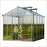 GFP Gewächshaus Premium 22 aus Alu - 225x299cm - formstabil & witterungsbeständig auch bei Hagel mit 10 mm Doppelstegplatten inkl. Fundament aus Alu & 2 automatischen Fensterhebern - M