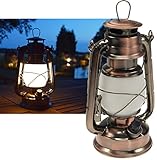 ChiliTec LED Camping Laterne Garten-Laterne Retro Design I Dimmbar Batteriebetrieb 4x AA Mignon 23,5cm Bügel Warmweiß