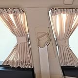 Riloer Autofenster-Sonnenschutz, Auto-Seitenfenster-Bildschirm, Mesh-Vorhang, Beige-Sonnenschutz, für Auto, SUV, LKW, Wohnmobil, Aluminiumschiene 70 * 47L