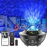 LED Sternenhimmel Projektor, Projektor Lampe Kinder Nachtlicht Mit Bluetooth Musik Player, Rotierendes Wasserwellen Projektor Licht Geeignet FüR Party Halloween Weihnachts Geschenke (black)