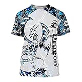 BBYOUTH 3D Dragon Tattoos T-Shirt Schöner Sommer Hipster Casual Kurzarm,Camo Dragon,6XL