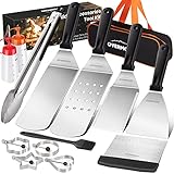 OVERMONT Grillbesteck Set Grillspachtel TÜV-Zertifiziert Grillwender BBQ Werkzeugset Edelstahl 13Pcs für Indoor und O