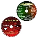 Ultimate Boot-CD / Ersthilfe & Notfall-CD + Festplatten Löscher für Windows Betriebssysteme 10-8-7-Vista-XP (32 & 64 Bit) (2 CDs Spar-Set)