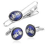 ANAZOZ Modeschmuck Edelstahl Krawattennadeln & Manschettenknöpfe Set für Herren, Krawattenklammer Fahrrad Hemd Business Hochzeit B
