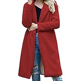 AGOUWUCHE Strickjacke Plüschjacke Damen Kunstpelz Mantel Verdicken Pelzmantel Flaumig Warme Outwear Frauen Elegant Winter Lange Ärmel Revers Cardigan Jacke Plüsch C