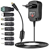 SoulBay 3V 4.5V 5V 6V 7.5V 9V 12V 1250mA Universal AC/DC Adapter Schalt geregelte Stromversorgung mit 8 auswählbaren Adapter Steckern für 3-12V Haushaltselektronik, 150cm Ladekab