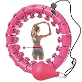 Smart Weighted Hoola Hoops, Übung Infinity Hoop für Erwachsene Kinder Gewichtsverlust, 24 abnehmbare Knoten, verstellbares Gewicht, automatisch drehender Ball, 2 in 1 Fitness (Pink)