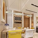 Weiße Pendelleuchte, LED Esstisch Kronleuchter Hängelampe Modernes Design Deckenlampe Mit Fernbedienung Hängelampe Höhe Verstellbar Stufenloses D