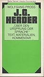Abhandlung über den Ursprung der Sprache. ( Literatur- Kommentar, 12). Text, Materialien,