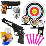 alles-meine.de GmbH XL Set _ Dartspiel - Pistole & Gewehr _ incl. 3 Zielscheiben & Munition - mit Name - aus Kunststoff - Saugnapf Spielzeug - für Kinder - drinnen und draußen Sp