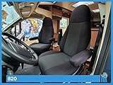 Maß Sitzbezüge kompatibel mit Wohnmobil Fahrer & Beifahrer Farbnummer: 820 (schwarz)