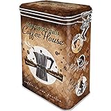 Nostalgic-Art Retro Kaffeedose Coffee House – Geschenk-Idee für Kaffee-Liebhaber, Blech-Dose mit Aromadeckel, Vintage Design, 1,3